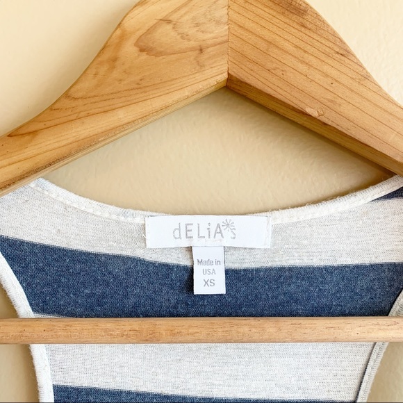 DELIAS blue white stripe tank top Racerback gold sequin anchor size XS RELISTED - Picture 5 of 6